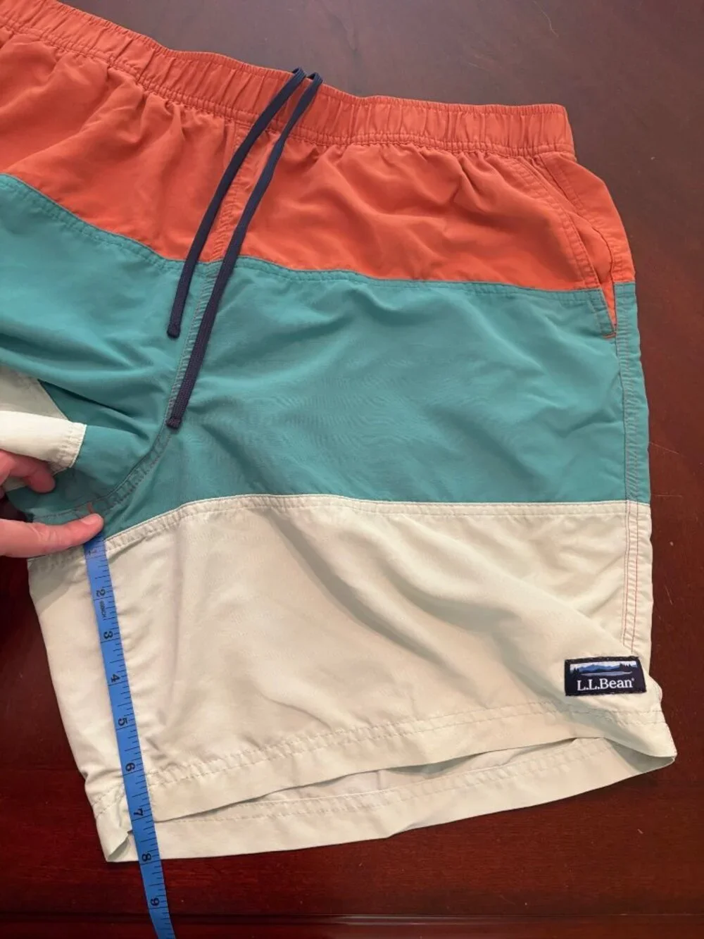 L.L.Bean Classic Supplex Sport Shorts Colorblock Lined Swim Trunks Men’s XL
